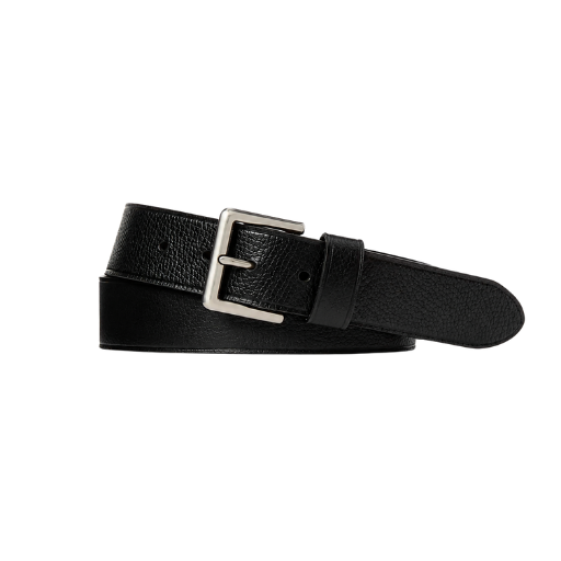 Men's Black Textured Leather Belt